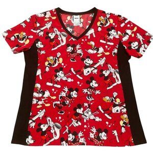 Disney Mickey Minnie Donald Scrub Top Large
